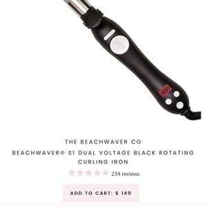 BEACHWAVER® S1 DUAL VOLTAGE BLACK ROTATING CURLING IRON